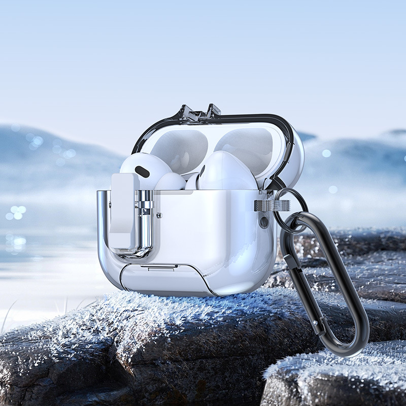 Aplicable Apple AirPods Pro2 estuche de auriculares Bluetooth AirPods4 estuche transparente a prueba de caídas TPU estuche mayorista