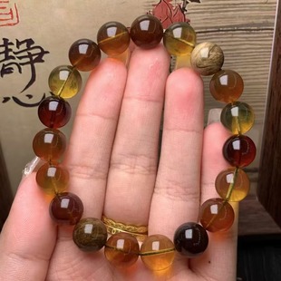 Natural Amber Beeswax Duobao Bracelet Composed of Blood Pepper Blue Pepper Genpo Single Circle Bracelet