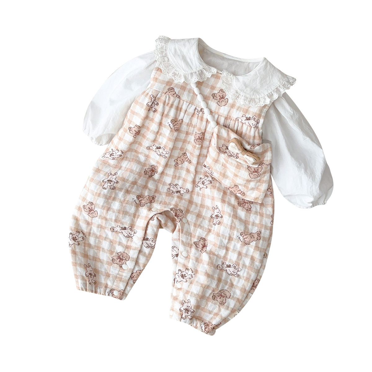 Nuevos productos en la primavera de 2025, bebés coreanos de 0 a 2 años, varios monos de dibujos animados, trajes florales