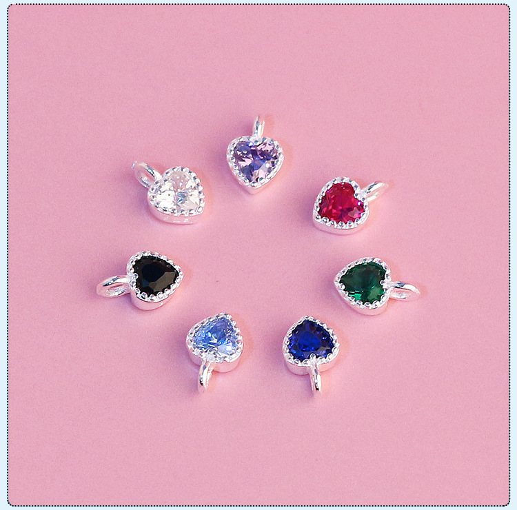 1 Piece Quantity 925 Sterling Silver Material 1 Piece 5.9*3.8mm 925 Sterling Silver Zircon Heart Shape Pendant