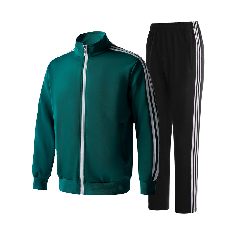 Primavera y otoño transfronterizos tres barras set de ropa deportiva casual hombres cardigans grandes camisetas deportivas uniformes escolares dos sets
