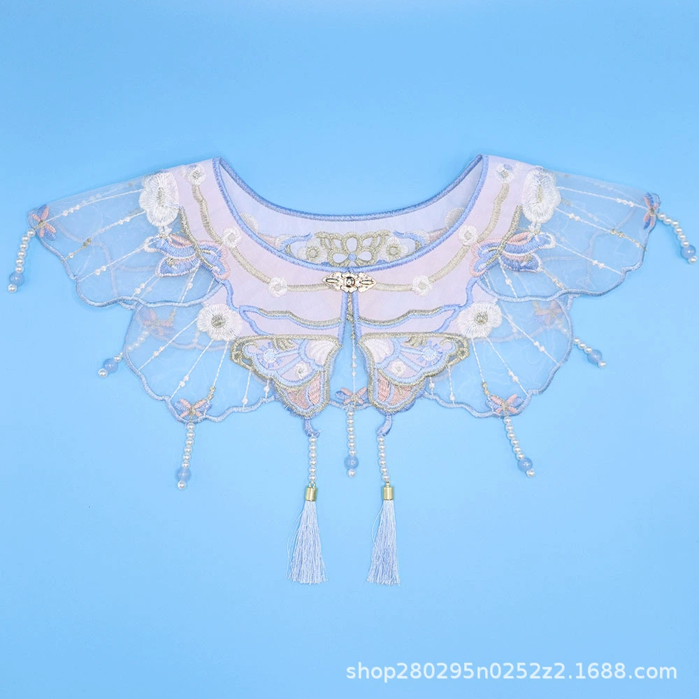 Синяя бабочка цветочная вышивка Облачное плечо Egen пряжа для детей