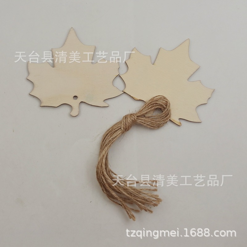 9cm Navidad hoja de arce madera chip colgante REGISTRO DE Acción de Gracias hoja de otoño DIY artesanía regalo 10 unidades un paquete con cuerda de cáñamo