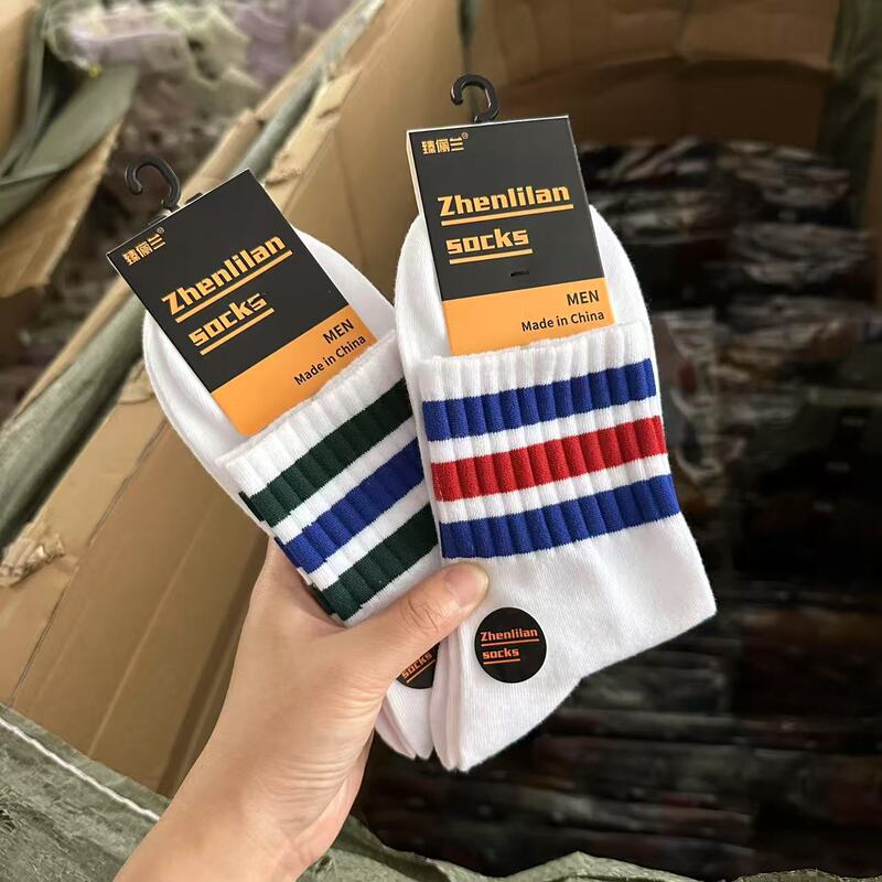 Individually Packaged Korean Socks, Men's Mid-Calf Socks, Autum Student Trendyy Stripesd Sports Socks, Zhuji Cotton Socks Individually Packaged Korean Socks, Men's Mid-Calf Socks, Autum Student Trendyy Stripesd Sports Socks, Zhuji Cotton Socks