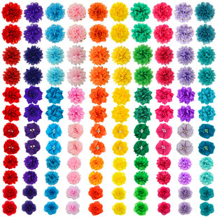 120Pcs/Set Pet Accessories Handmade Chiffon Flower Pet Collar Flower Cute Pet Collar Fabric Stereo Decorative Flowers