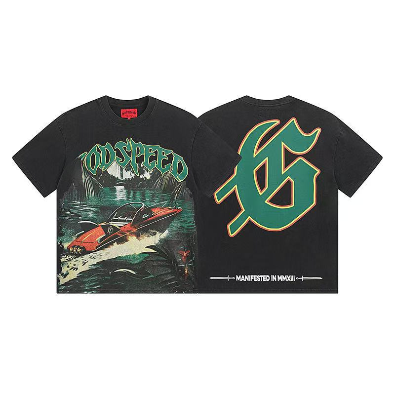 25ss アメリカのトレンディなブランド GOD ロックバンド ヒップホップ レタープリント 半袖 高品質 コットン Tシャツ カップル同スタイル|undefined