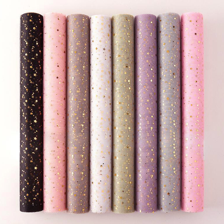 星星月亮纱 亮片纱 鲜花包装网纱 摄影婚礼布景花店用品 星月纱