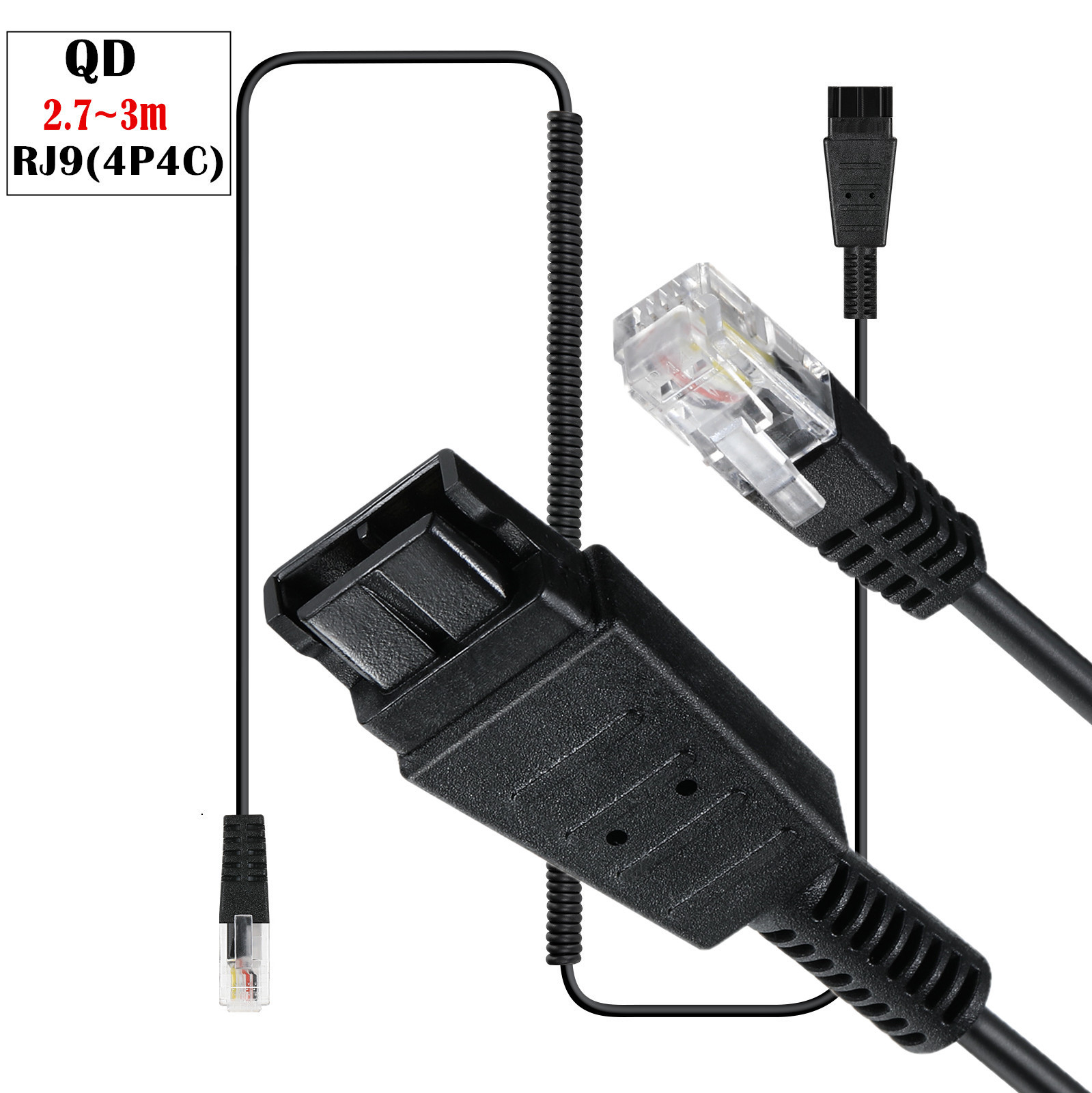 QD RJ9(4P4C)快速断开连接线转RJ9适配器更换QD快速释放电话