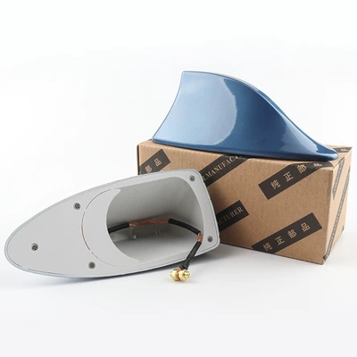 fish tail, vehicle antenna - radio-day-blue