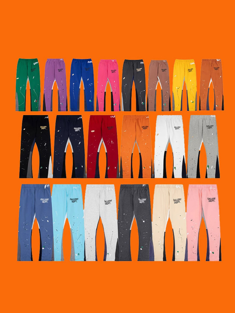 正確版GALLERY DEPT古典的な手描きの落書きプリントは純綿の衛ズボンの男性カジュアルズボンをつなぎ合わせます。