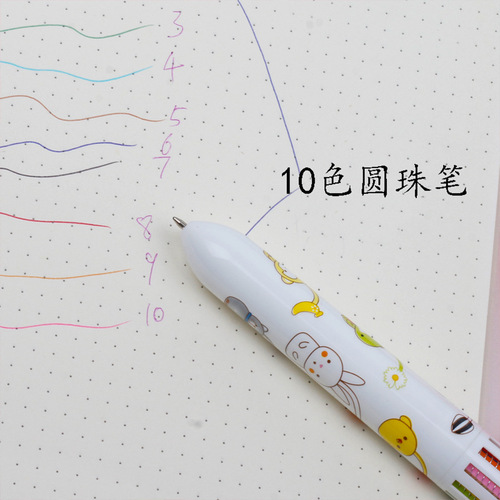 Creative Stationery Cartoon Antler Animal Ten-Color Ballpoint Pen Cute Cartoon Cute Ballpoint Pen in Ten Colors
