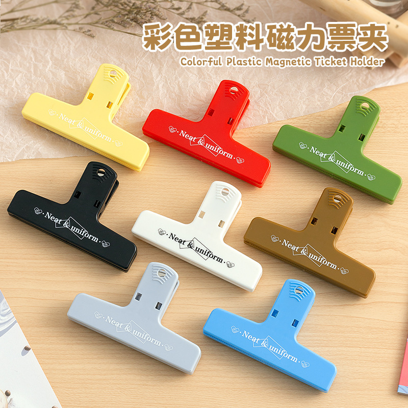 Xiaohongshu's Same Style Handbook Clip, Colorfulful Retro Plastic Clip, Handbook Bill Clip, Ins Style Magnetic Clip, 12 Styles