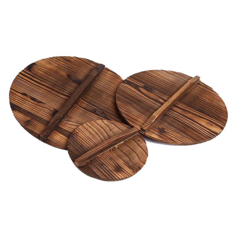Carbonized Fir Pot Lid Wholesale Round Farmhouse Solid Wood Large Iron Pot Lid Lid Household Water Tank Cap Customization