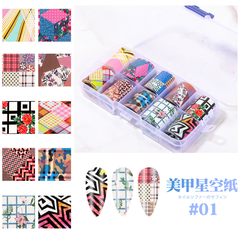 2021 nueva transferencia de Arte de uñas cielo estrellado papel mármol Flor Mariposa patrón de serpiente uñas pegatina de transferencia de cielo estrellado