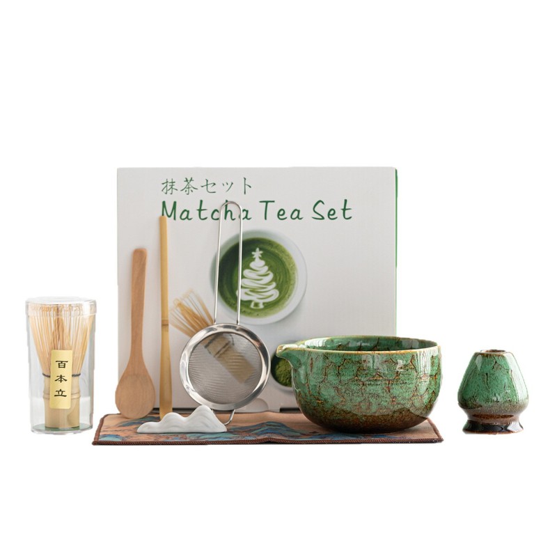 日式抹茶套装窑变陶瓷带嘴抹茶碗茶筅百本立45678件点茶工具套装|undefined