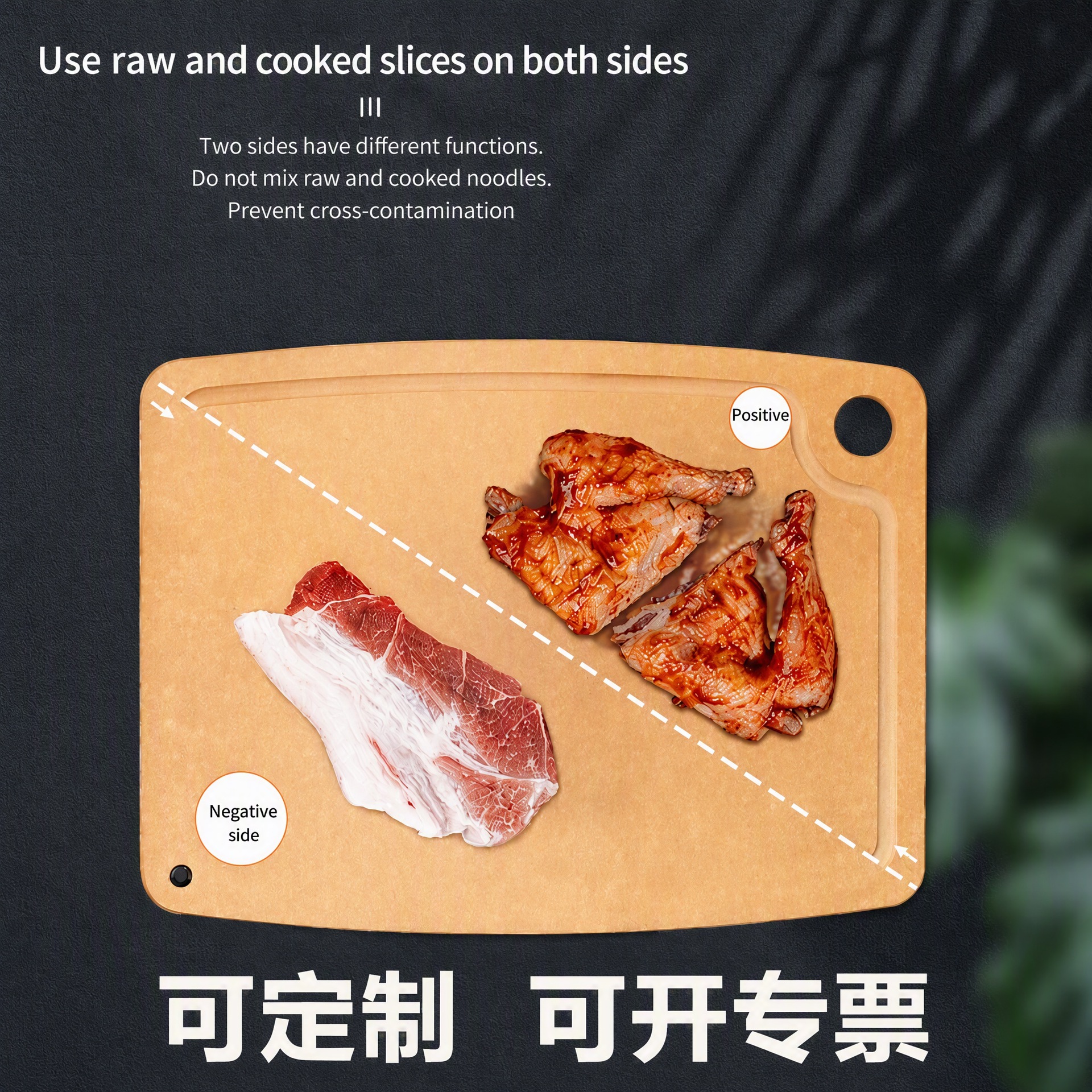 Cross-border exclusive kitchen antibacterial and anti-mold cutting board, double-sided to prevent cross-contamination, made of pine fiber, suitable for home use