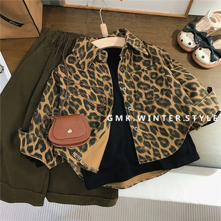 (Cross-border trading), retro shirt, demi-season autumn jacket, children's cardigan, trousers, American style, loose fit