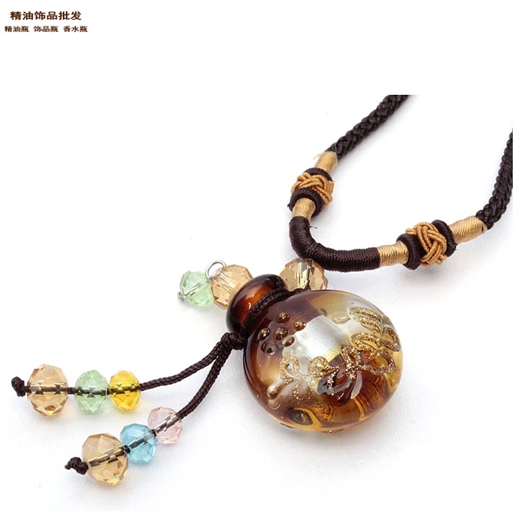 精油饰品网琥珀色扁圆双扣绳巴洛克琉璃瓶项链3.jpg