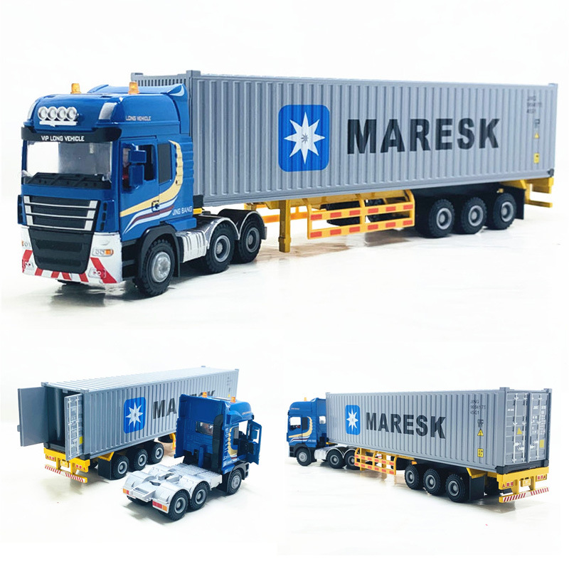 盒装精邦半挂集装箱卡车货车金属车合金运输车模型1:50玩具车模