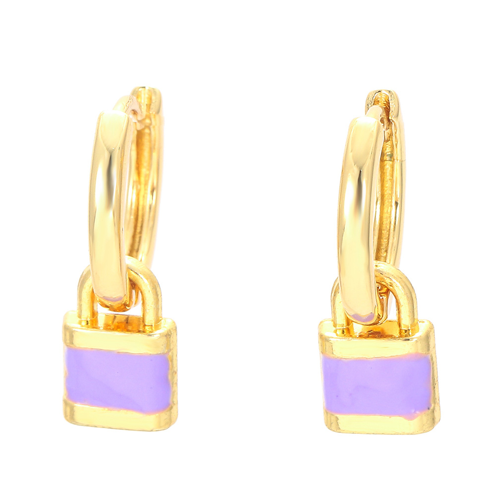 Novelty Lock Copper Drop Earrings Enamel Plating Copper Earrings display picture 3