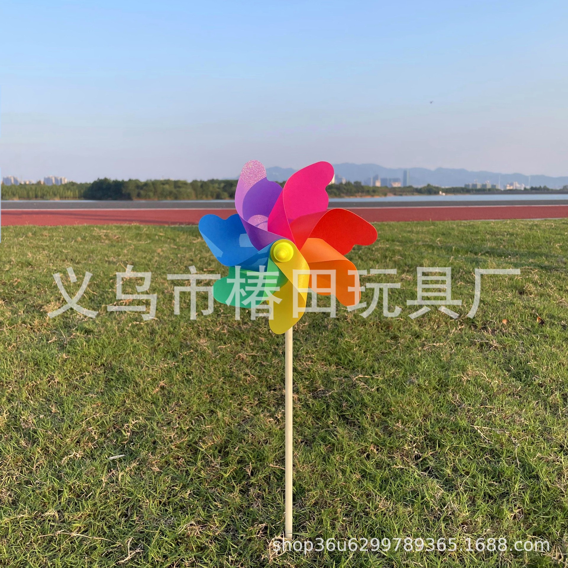 18cm Colorful Fiberglass Rod Large Windmill Small Windmill Toy Plastic DIY Street Stall Kindergarten Sunflower