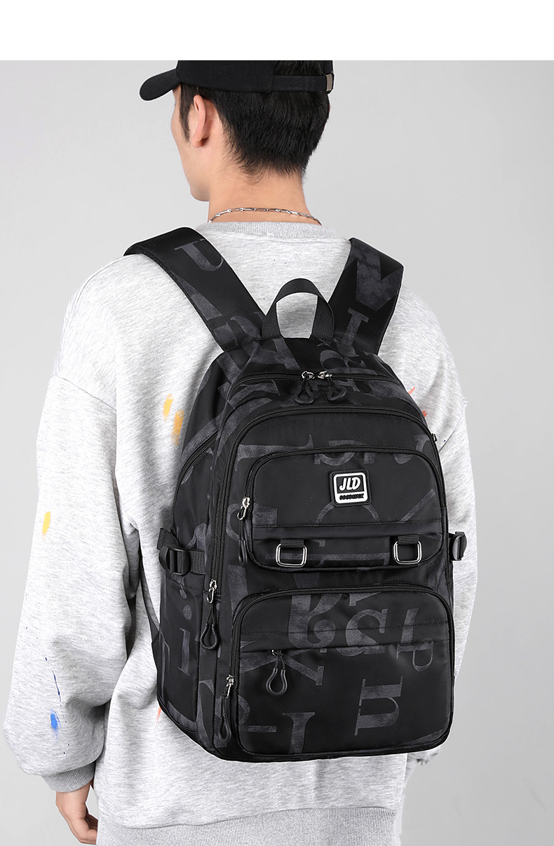 Männer Brief Oxford-stoff Reißverschluss Funktioneller Rucksack Schulrucksack display picture 2