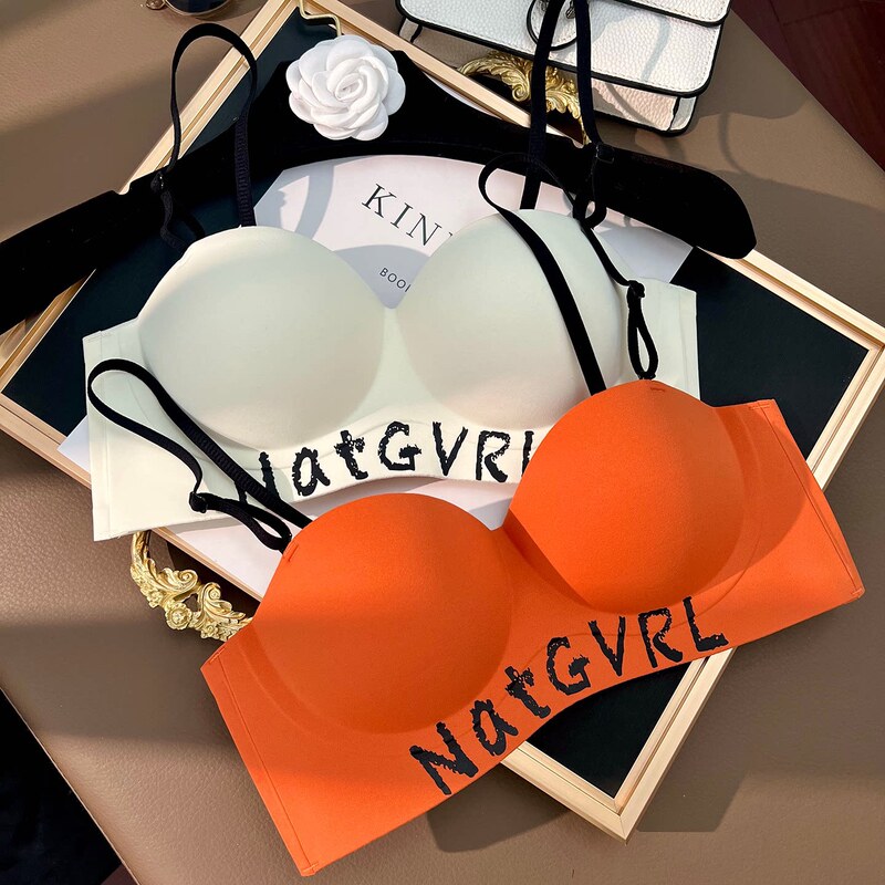 Seamless Half-Cup Round Breast-Enhancing Bra for Women with Small Busts, New Style Without Underwire, Side Breast Gathering, Thin Strap Bra Set Seamless Half-Cup Round Breast-Enhancing Bra for Women with Small Busts, New Style Without Underwire, Side Breast Gathering, Thin Strap Bra Set