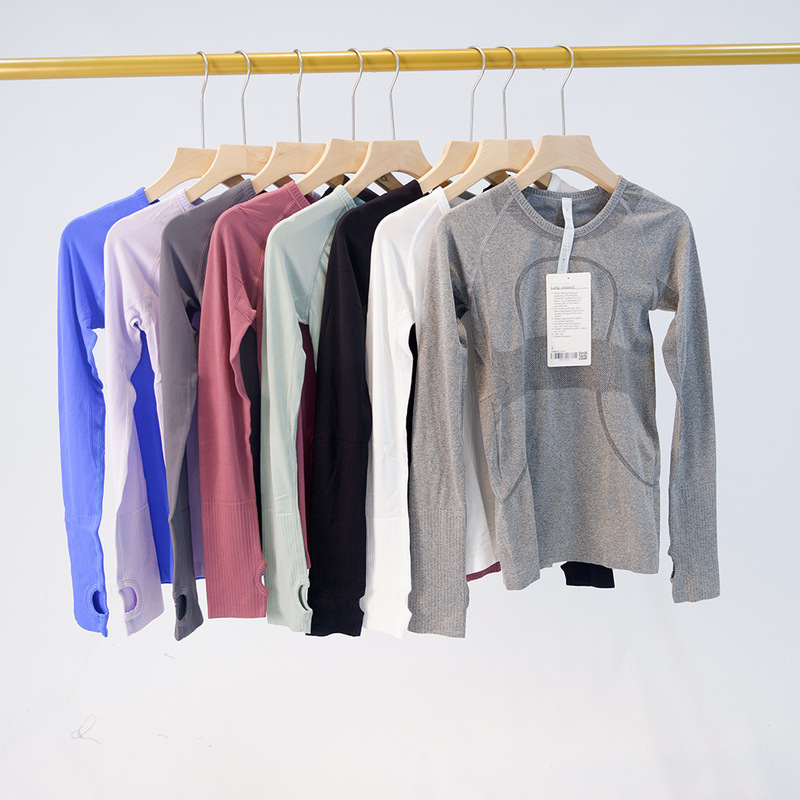 Women's Slim-Fit Slimming Base Quick Knitted Quick-Dry Base Yoga Clothes Dry Breathable High Elastic Sports Long-Sleeved T-Shirt