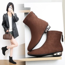 法式粗跟舒适短靴子女2025年秋季新款高级感复古洋气女士瘦瘦靴子