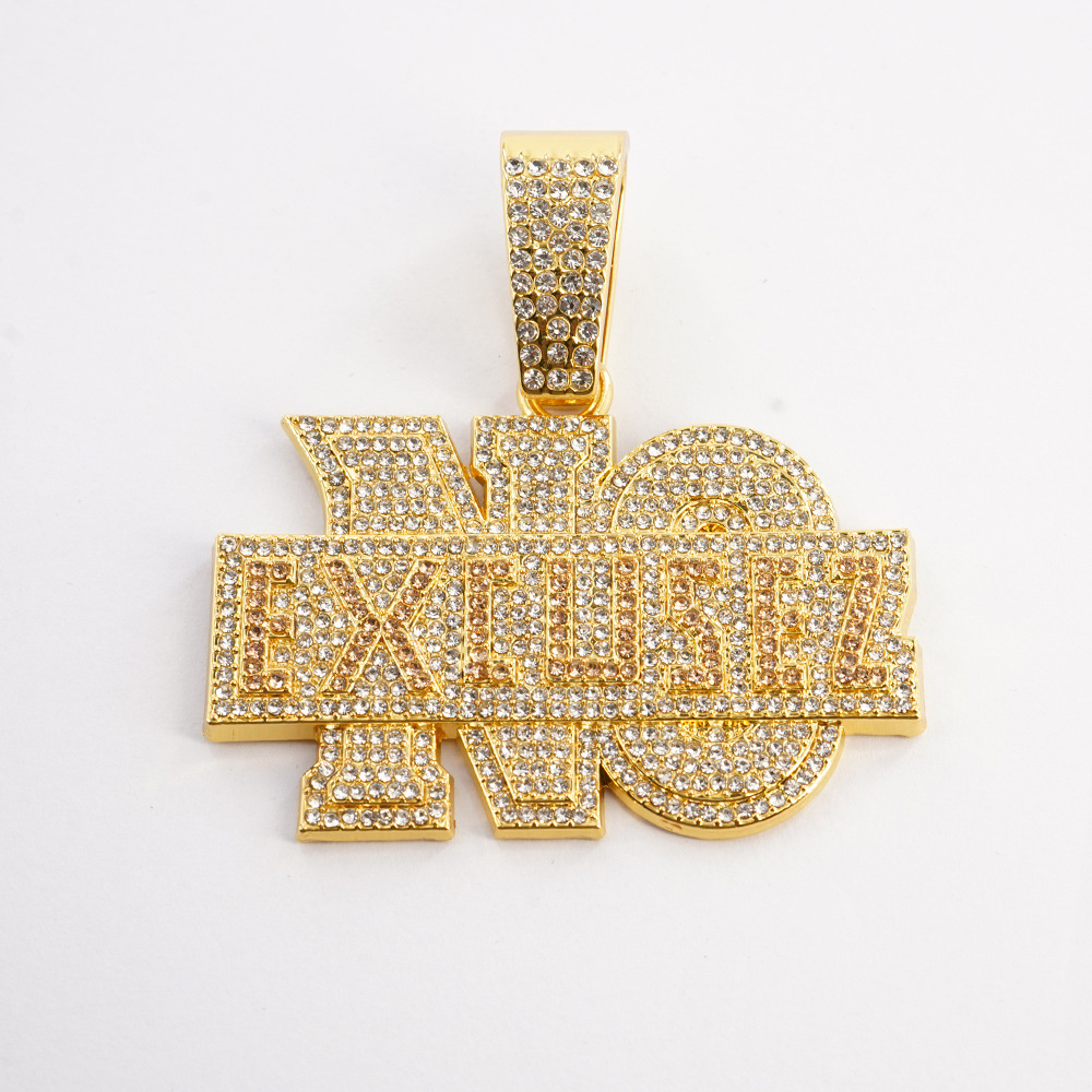 Exageración de moda transfronteriza NO EXCUSEZ colgante de letras inglesas con cadena de torsión de 5 mm cadena de diamantes cubana de hip hop