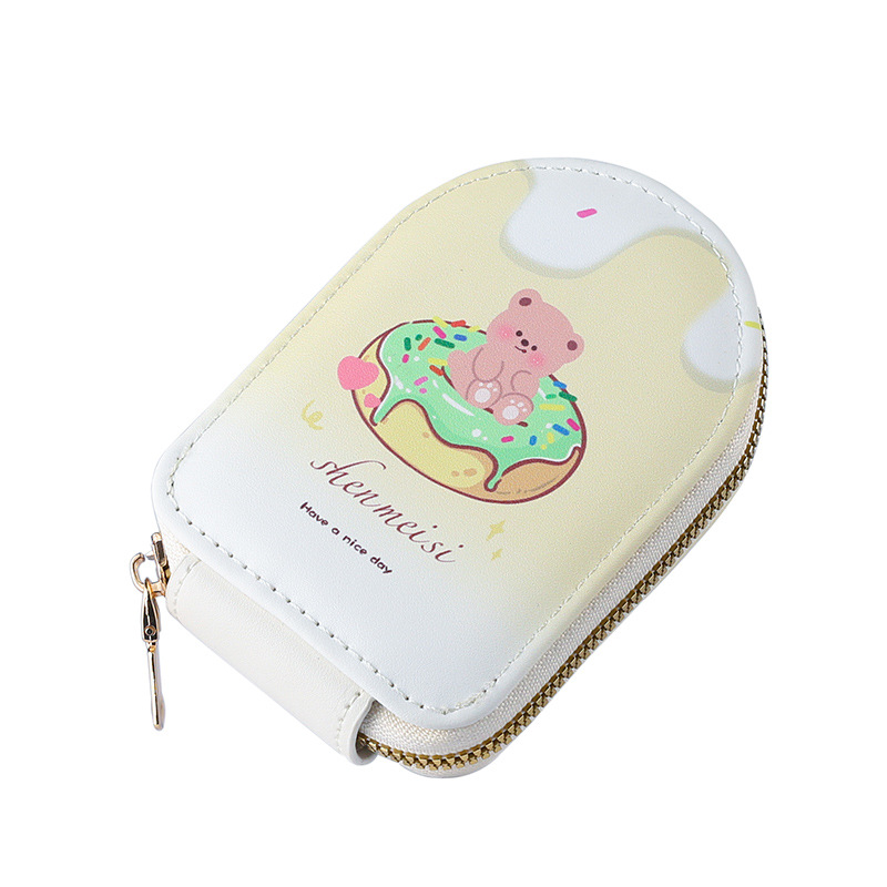 Bolso de tarjeta de órgano lindo de oso de dibujos animados transfronterizo Bolso de identificación de múltiples tarjetas para mujer Bolso de almacenamiento de tarjeta de gran capacidad para hombre