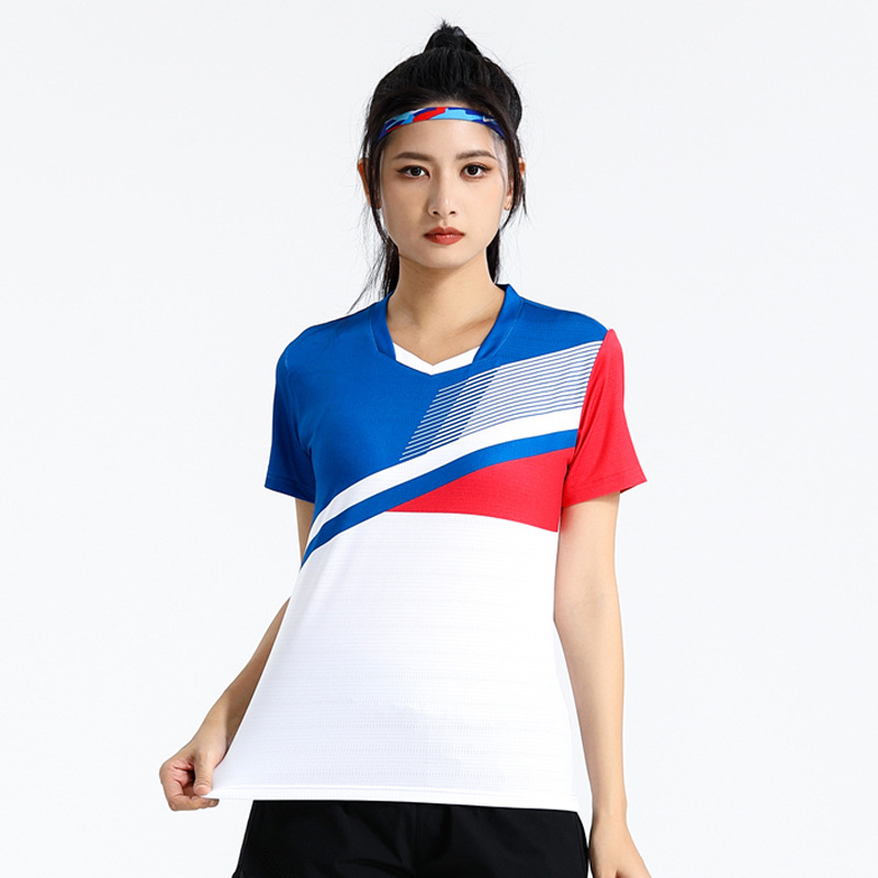 Seco rápido transpirable poliamonio bádminton set hombre y mujer V-cuello chaqueta deportiva para niños logotipo de impresión de adultos