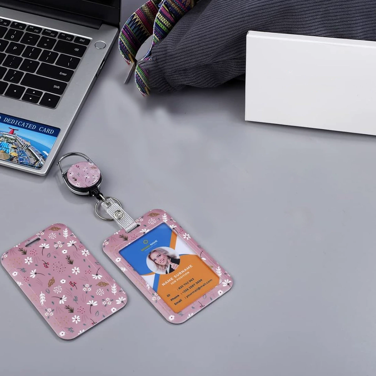 Cute removable card holder, strap, set, flowered