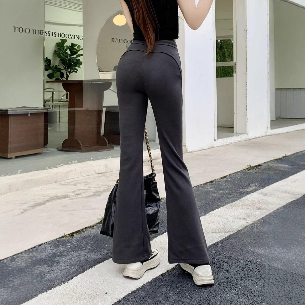 가을과 겨울 트렌디 한 스포츠 마이크로 플레어 바지 여성용 코튼 편안한 필링 미국 스타일 스웨트 팬츠 풀 넷 핫 셀링 같은 스타일