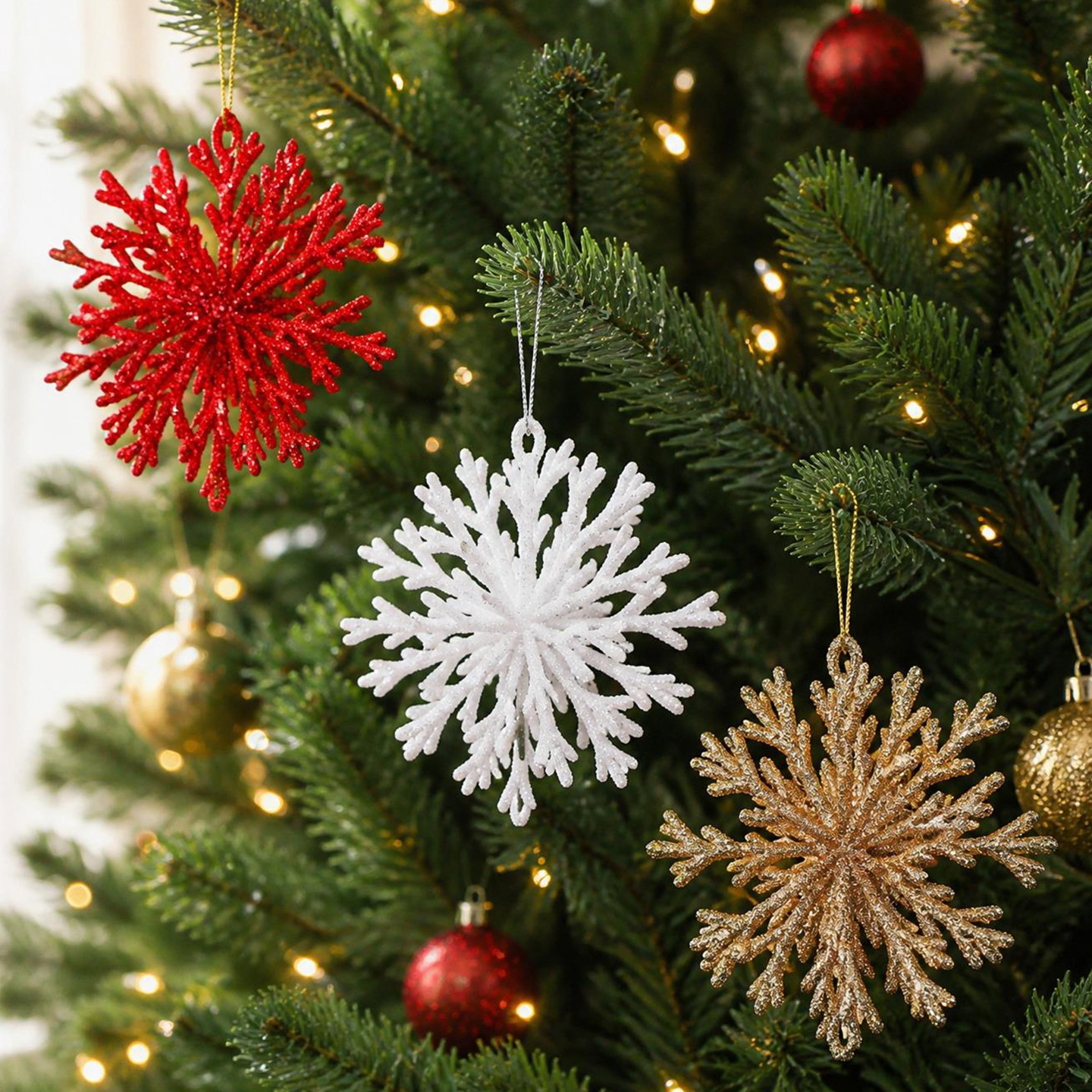New cross-border 3D Christmas snowflake ornaments, Christmas window and mall tree decorations, snowflake hanging decorations