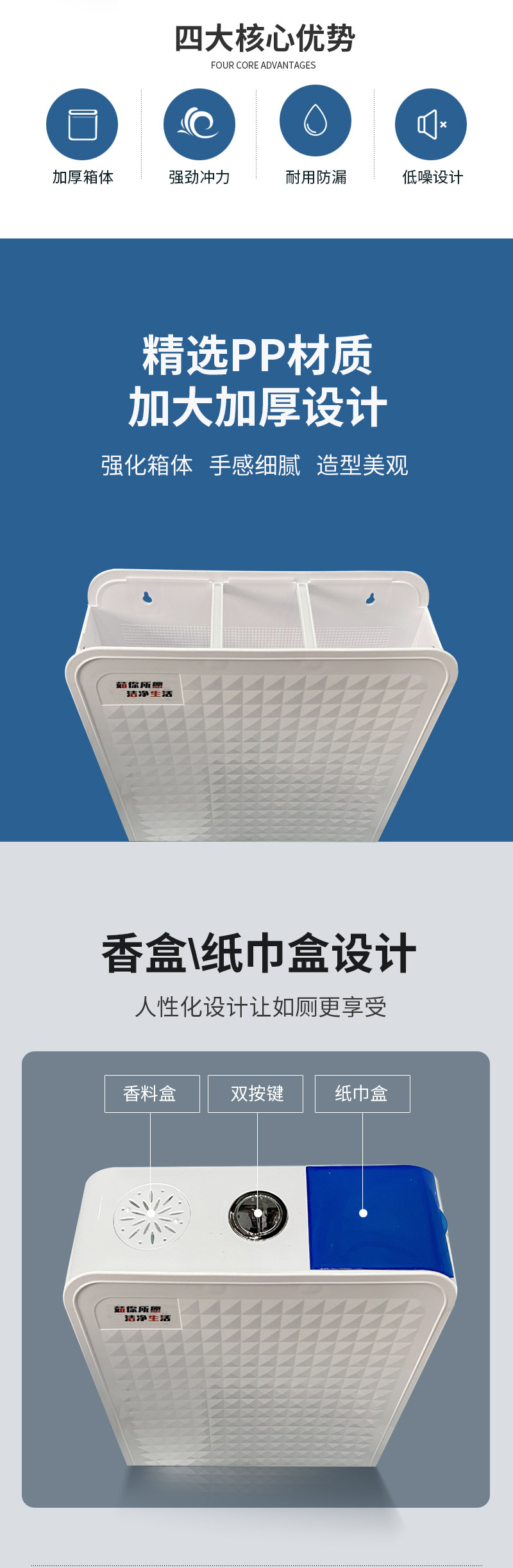 Household squat toilet flushing tank, thickened flushing tank with strong flushing force, wall-mounted large-capacity, nail-free model, universal manufacturer details Picture