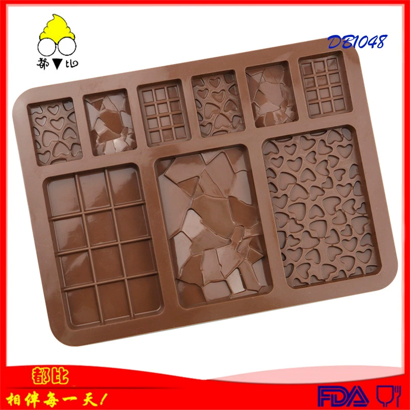 Silicone Chocolate Mold Tray, 9-Pattern Assorted Bars & Hearts, Bake & Handmade Candy