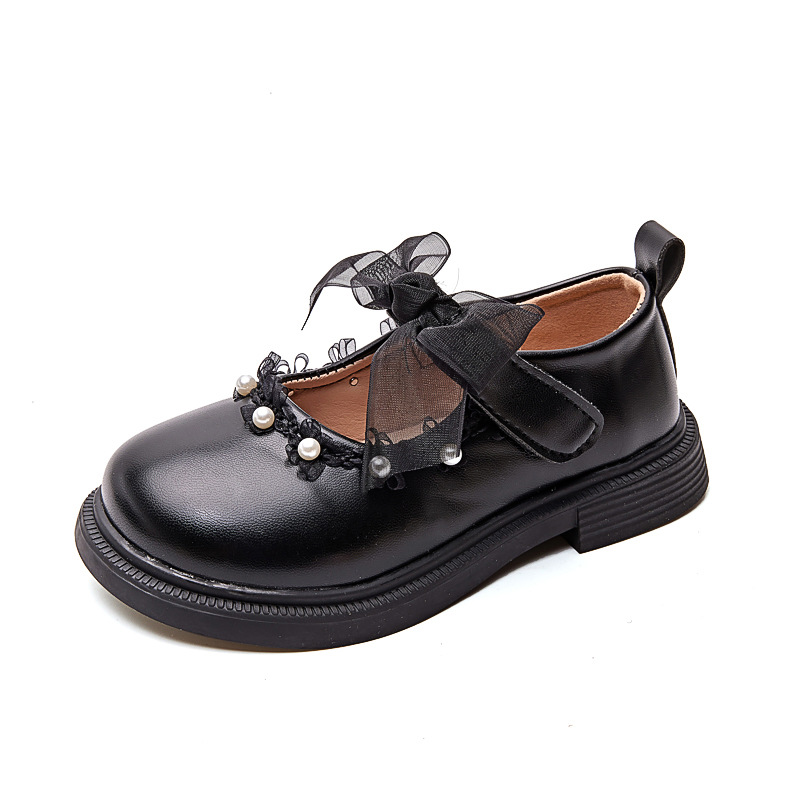 Zapatos de cuero de niñas arco zapatos de princesa de perlas 2025 otoño nuevos zapatos para niños zapatos de suela suave zapatos de espectáculo de niñas image 6