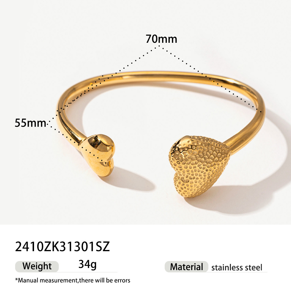 Tina martillo de acero inoxidable transfronterizo amor pulsera asimétrica ligera de lujo temperamento alto 18k oro titanio pulsera de acero mujer image 7