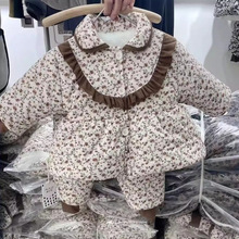 女宝宝加棉套装秋冬新款网红洋气棉衣两件套婴儿小童加厚冬装衣服