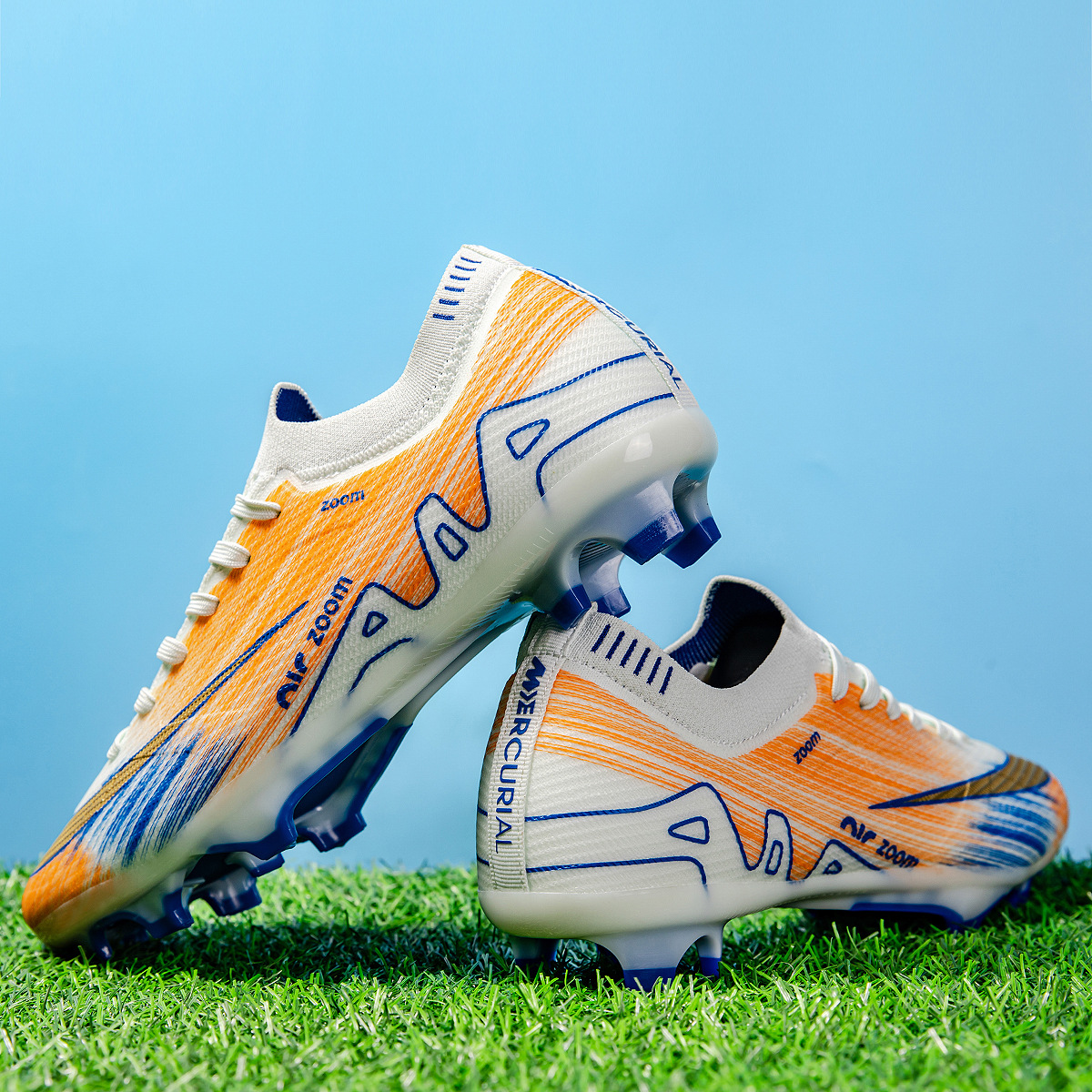 Zapatos de fútbol de la Copa de Europa 15 del fabricante, con costuras invisibles, disponibles en varios tamaños, para hombre y mujer, tacos bajos con tacos largos para fútbol sobre césped.