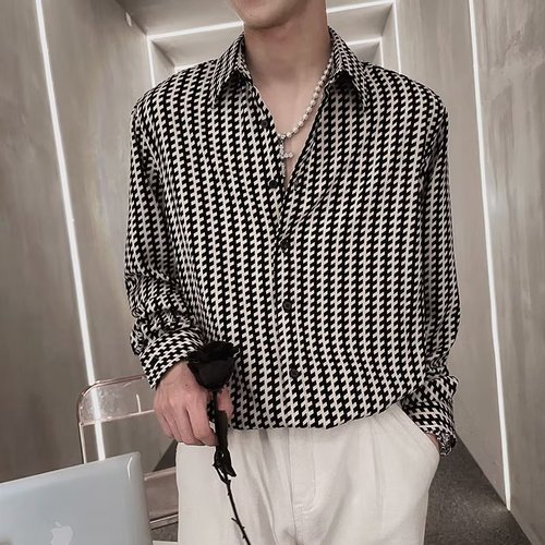 Men's Long Sleeve Autumn Sun Protection Jacket, Thin and Loose Fit, Stylish Collar, Hairstylist Collar Shirt