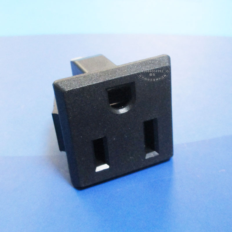 展览展示架供电三孔母插座27*27美标三孔AC输入电源插座DB-14-M