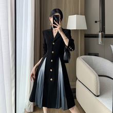 时尚气质西装连衣裙2025新款秋季大码女装胖妹妹洋气收腰显瘦裙子