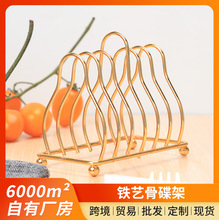 跨境厨房铁艺小碟架 家用金银色小碗碟架收纳沥水架三角形置物架