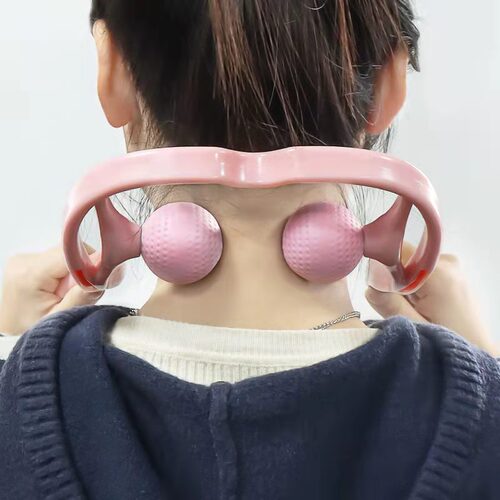 Home use manual cervical spine massage, shoulder neck massage, neck clamping dual ball rolling massage equipment