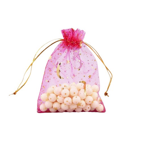 Cross-border supply star and moon gauze bag drawstring gift bag jewelry candy Christmas gift packaging gilding star and moon gauze bag