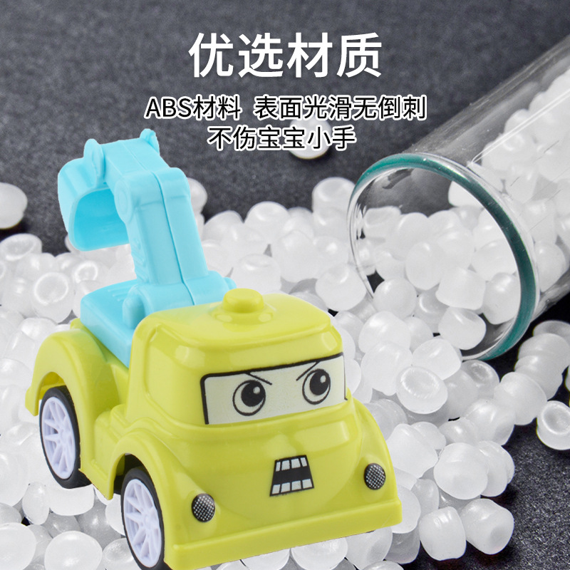 Fábrica al por mayor de dibujos animados mini pull back vehículo ingeniería juguete deslizante excavadora grúa niña niño bebé puesto