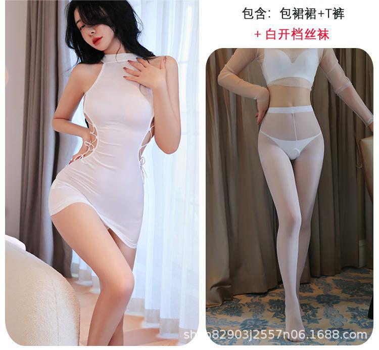 흰색+흰색 오픈스타킹 q1061