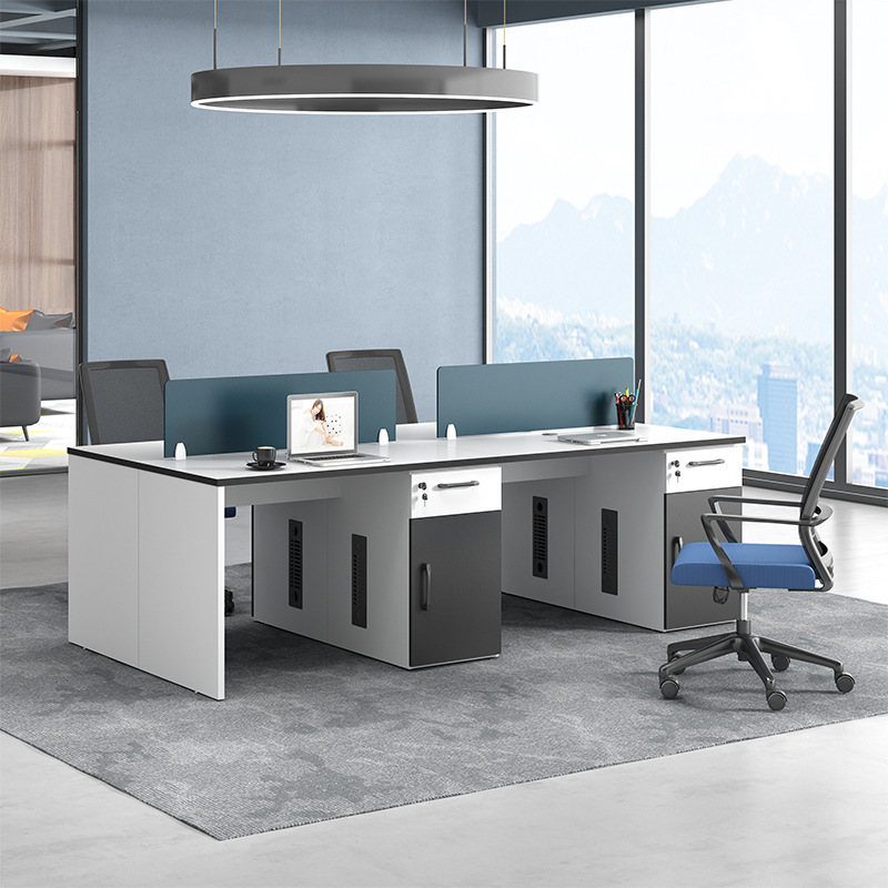 Staff Desk Four-seat Simple Modern Screen Desk Staff Station 4/6-person Office Table and Chair Combination